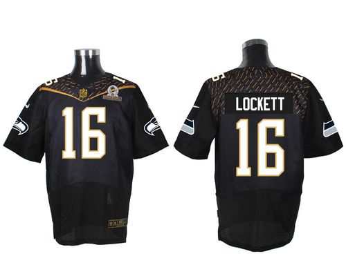Nike Seahawks #16 Tyler Lockett Black 2016 Pro Bowl Men's Stitched NFL Elite Jersey